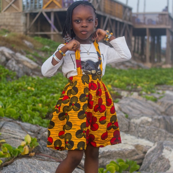 ExploreAfrica.com Other - African Girl's Yellow Ankara Print Jumper